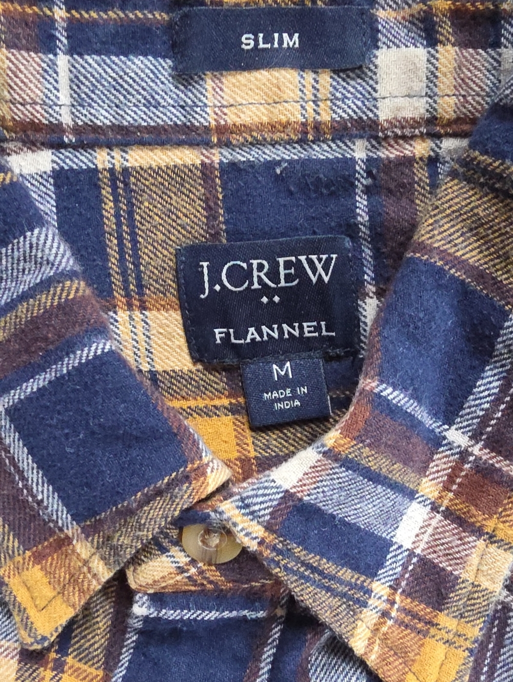 Men's J. Crew yellow & blue flannel MED. EUC